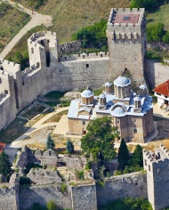 Monastère Manasija vue du ciel