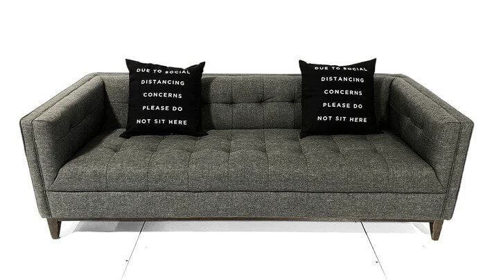 Social distancing with branded cushions