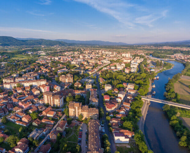 Kraljevo, panorama di vista aerea